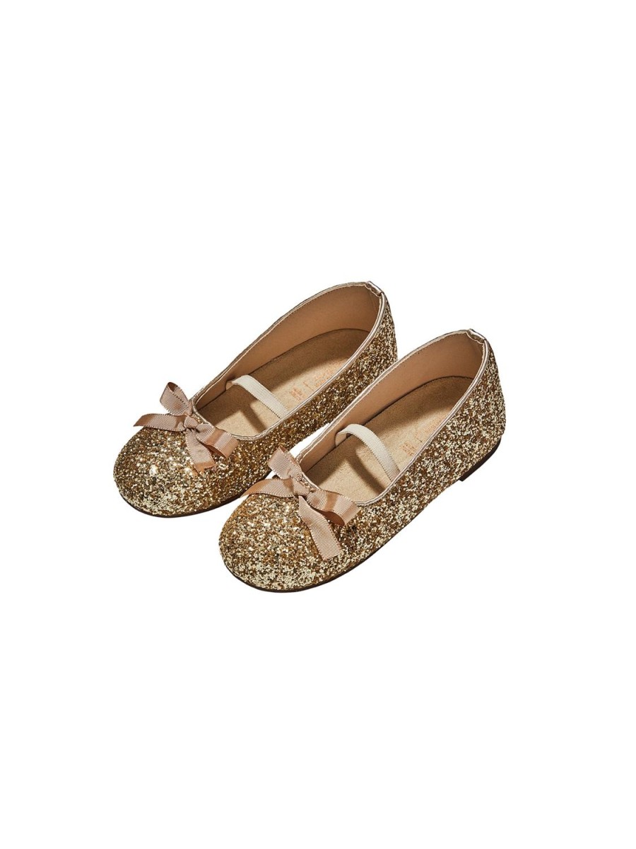 Tutu du Monde Embellished Bow Glitter Ballerinas Gold Hot