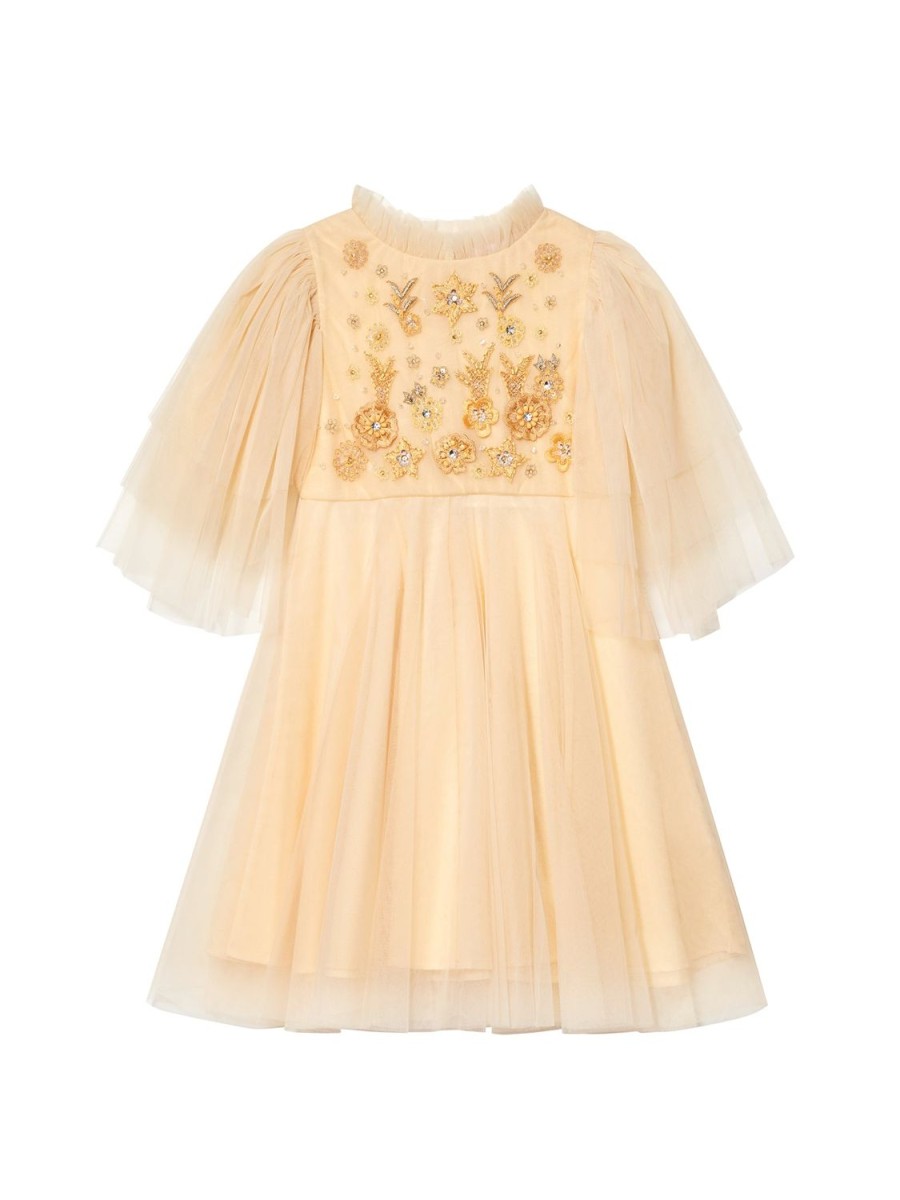 Tutu du Monde Gilded Floral Tulle Dress Corn Silk New